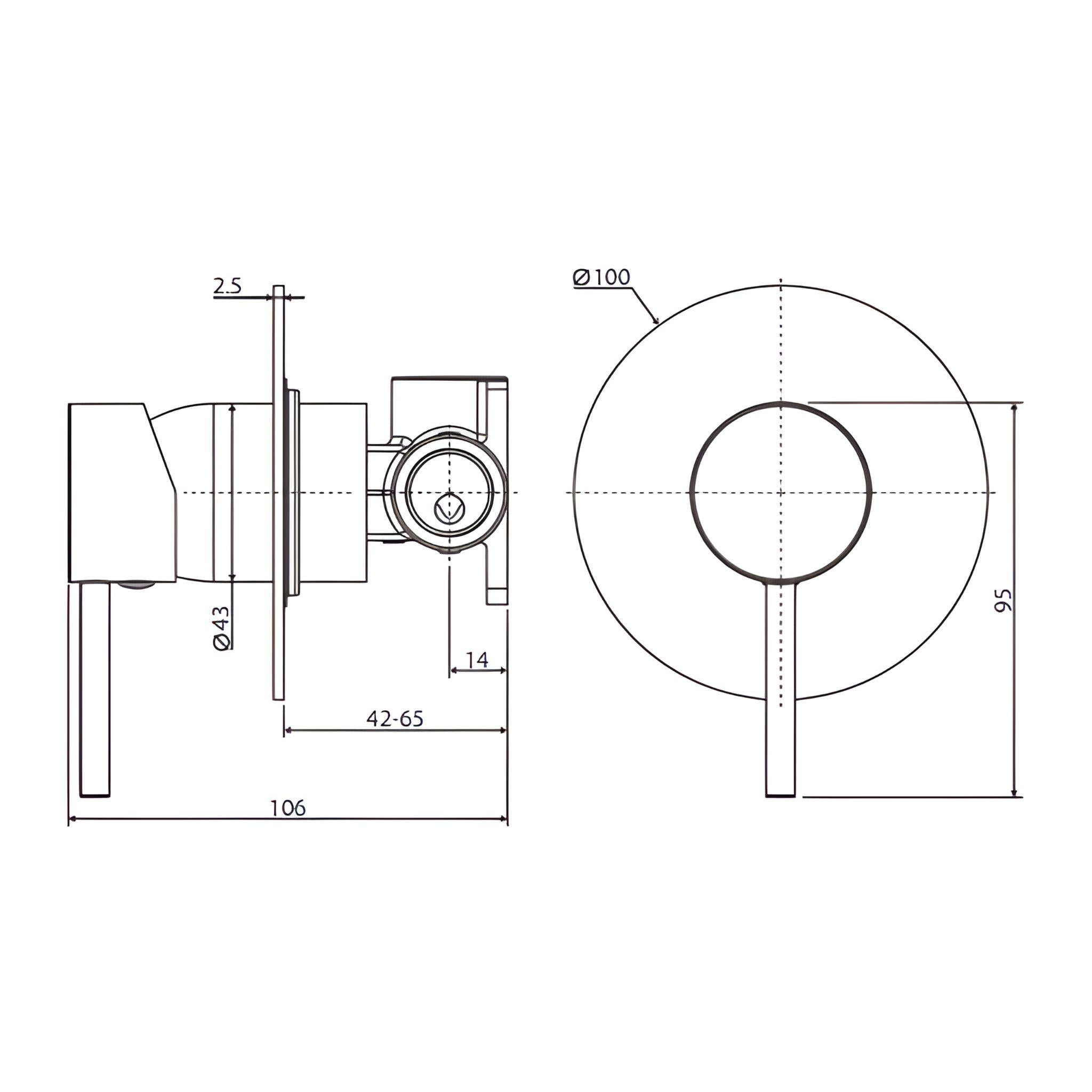 FIENZA KAYA WALL MIXER LARGE ROUND PLATE 100MM MATTE WHITE