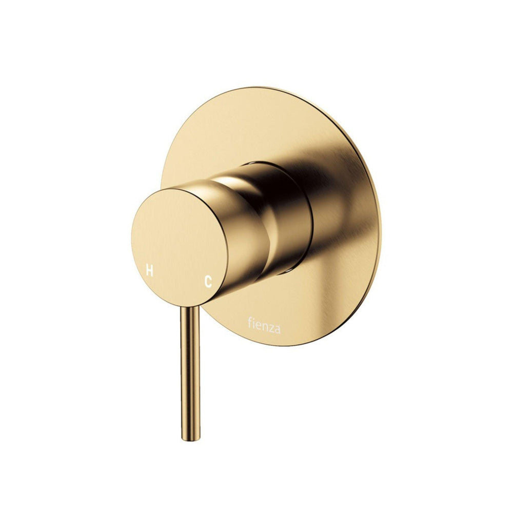 FIENZA KAYA LEAD FREE WALL MIXER LARGE ROUND PLATE 100MM URBAN BRASS