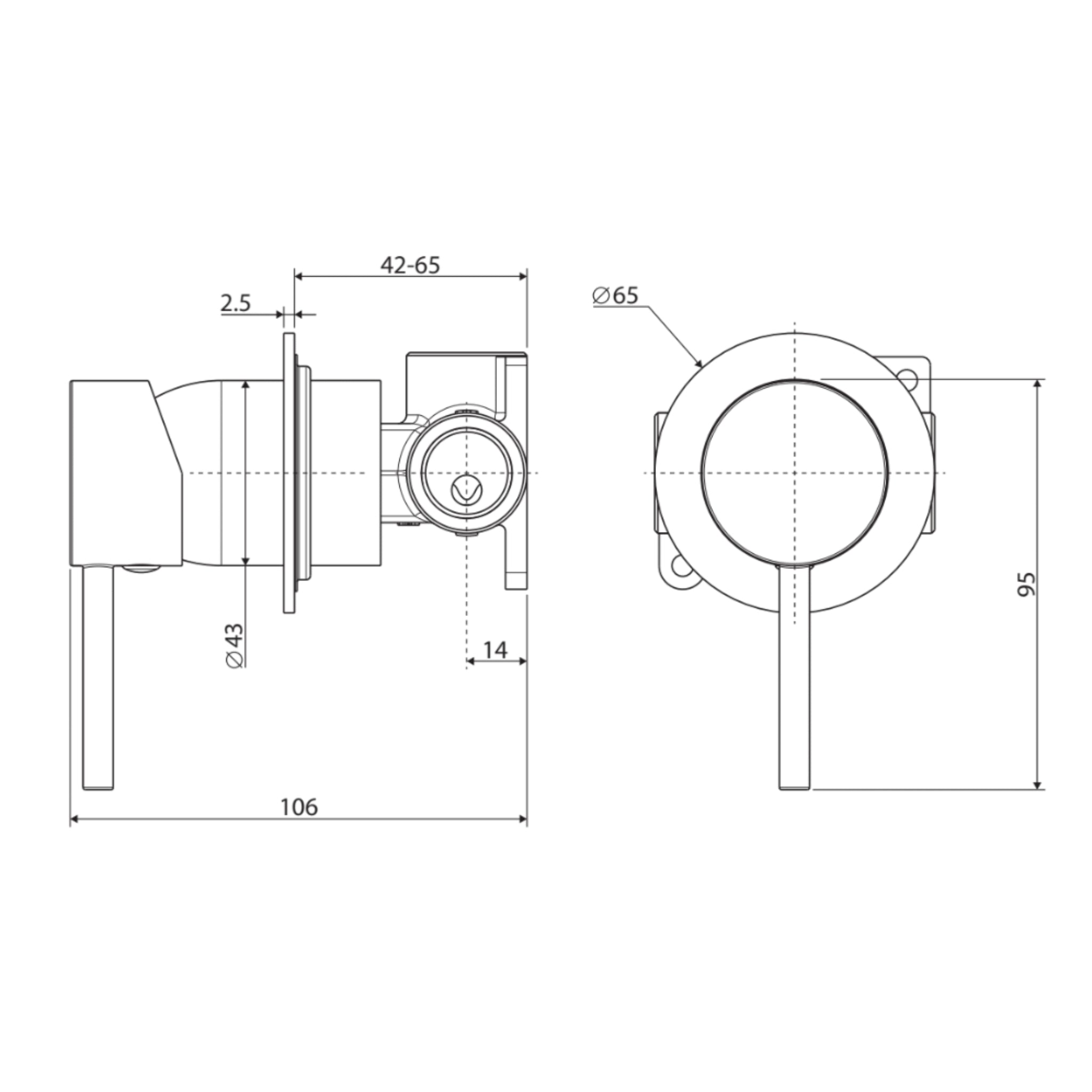 FIENZA KAYA WALL MIXER SMALL ROUND PLATE CHROME