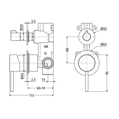 FIENZA KAYA LEAD FREE WALL DIVERTER MIXER SMALL ROUND PLATE CHROME