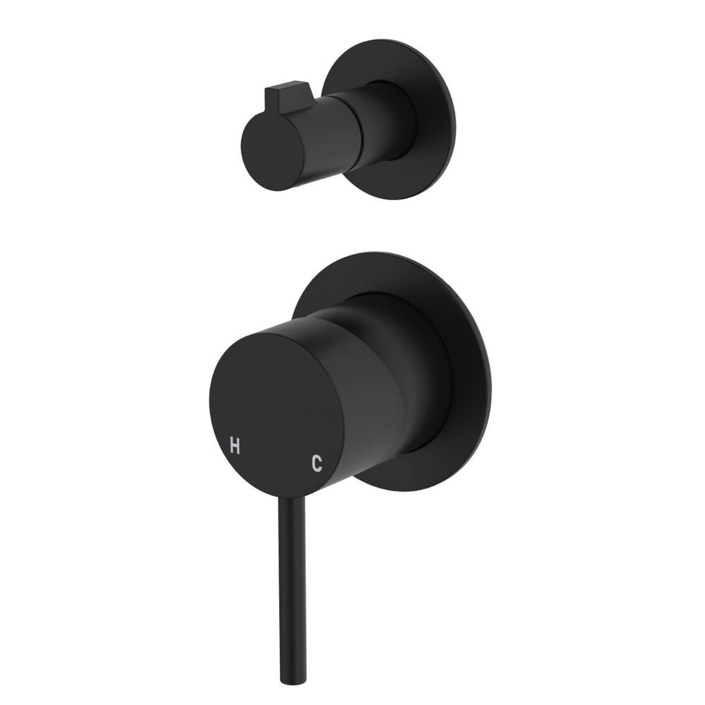 FIENZA KAYA WALL DIVERTER MIXER SMALL ROUND PLATE MATTE BLACK