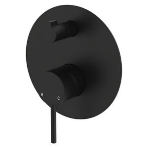 FIENZA KAYA WALL DIVERTER MIXER LARGE ROUND PLATE 150MM MATTE BLACK