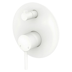 FIENZA KAYA WALL DIVERTER MIXER LARGE ROUND PLATE 150MM MATTE WHITE