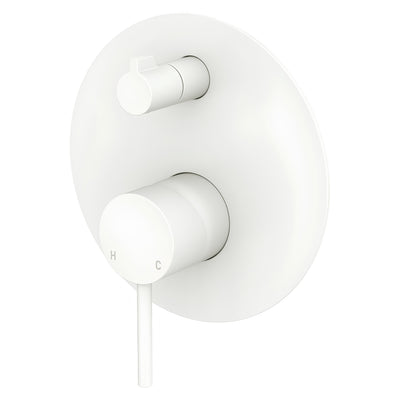 FIENZA KAYA WALL DIVERTER MIXER LARGE ROUND PLATE 150MM MATTE WHITE