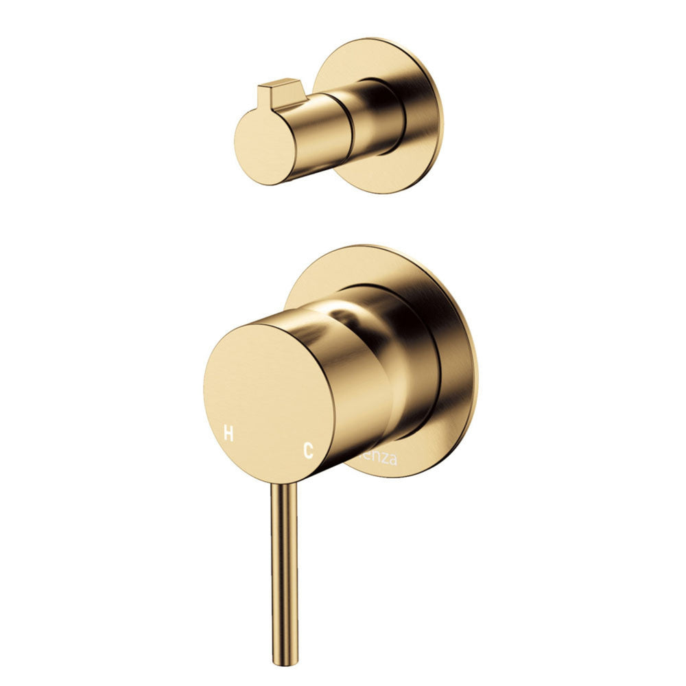 FIENZA KAYA LEAD FREE WALL DIVERTER MIXER SMALL ROUND PLATE URBAN BRASS
