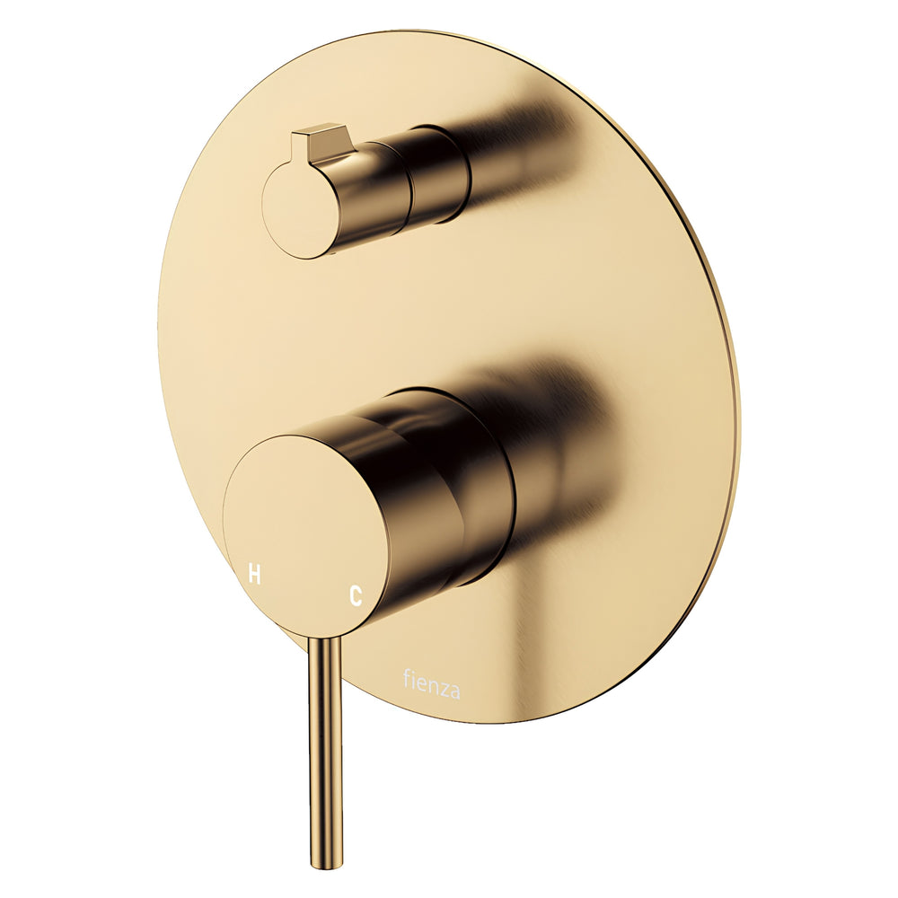FIENZA KAYA WALL DIVERTER MIXER LARGE ROUND PLATE 150MM URBAN BRASS