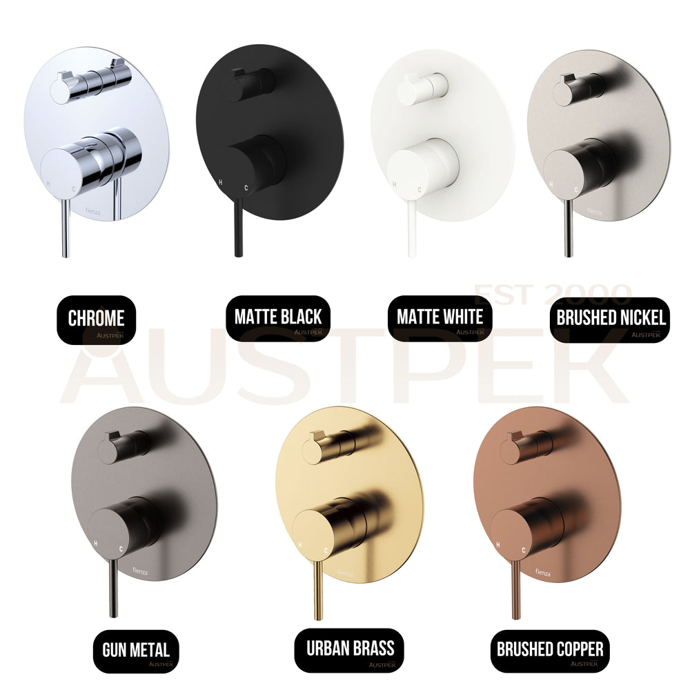 FIENZA KAYA WALL DIVERTER MIXER LARGE ROUND PLATE 150MM BRUSHED COPPER
