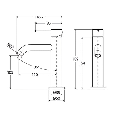FIENZA KAYA BASIN MIXER 189MM BRUSHED NICKEL