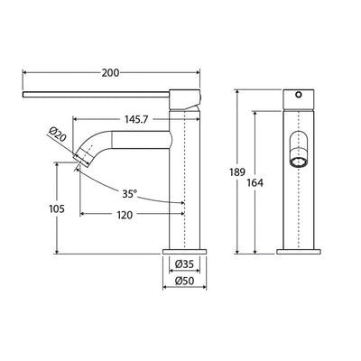 FIENZA KAYA CARE BASIN MIXER 189MM URBAN BRASS