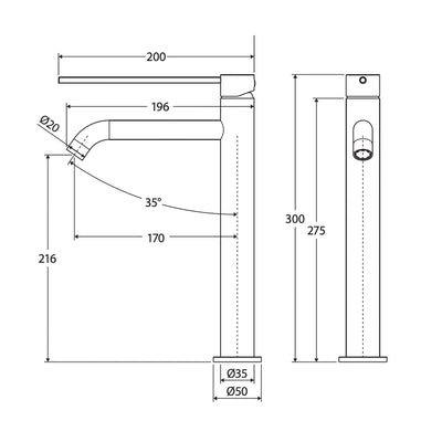 FIENZA KAYA CARE TALL BASIN MIXER 300MM CHROME