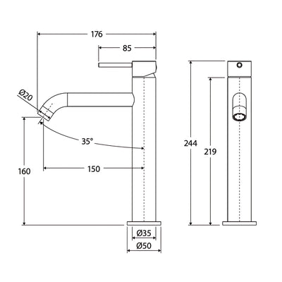 FIENZA KAYA BASIN MIXER 244MM BRUSHED COPPER