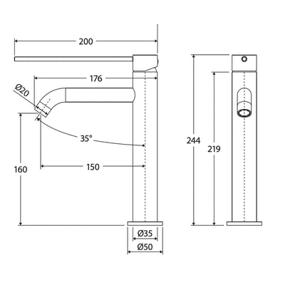 FIENZA KAYA CARE BASIN MIXER 244MM CHROME