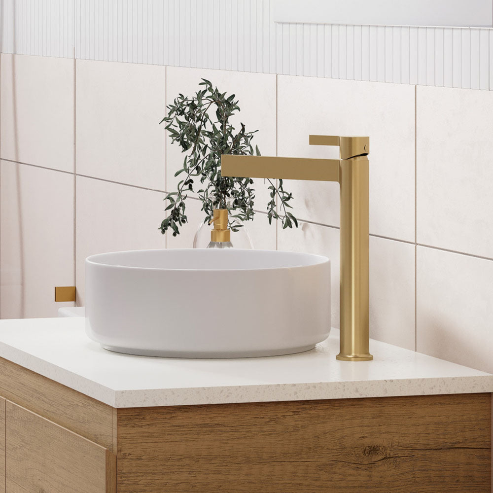 FIENZA SANSA TALL BASIN MIXER 270MM URBAN BRASS