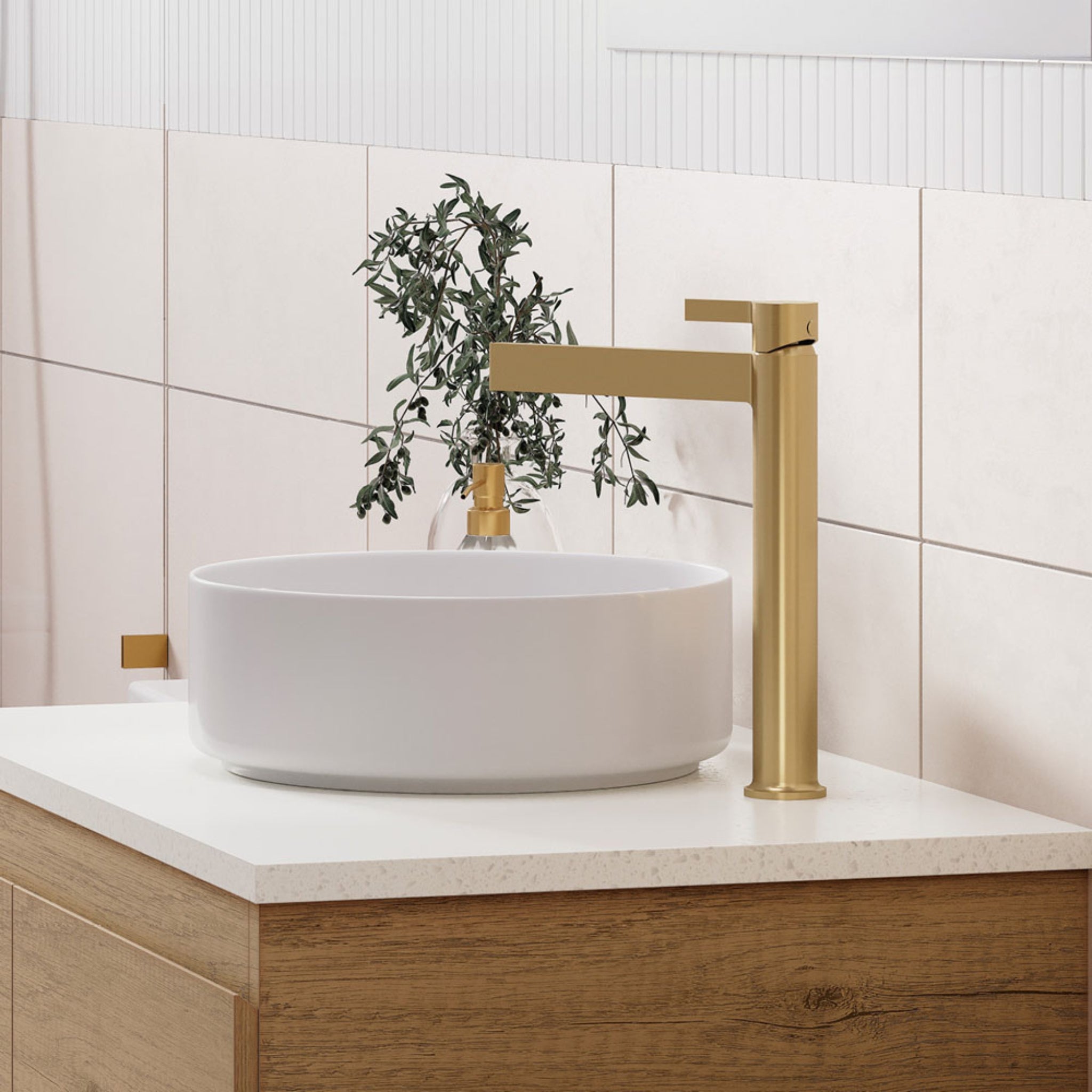 FIENZA SANSA TALL BASIN MIXER 270MM URBAN BRASS