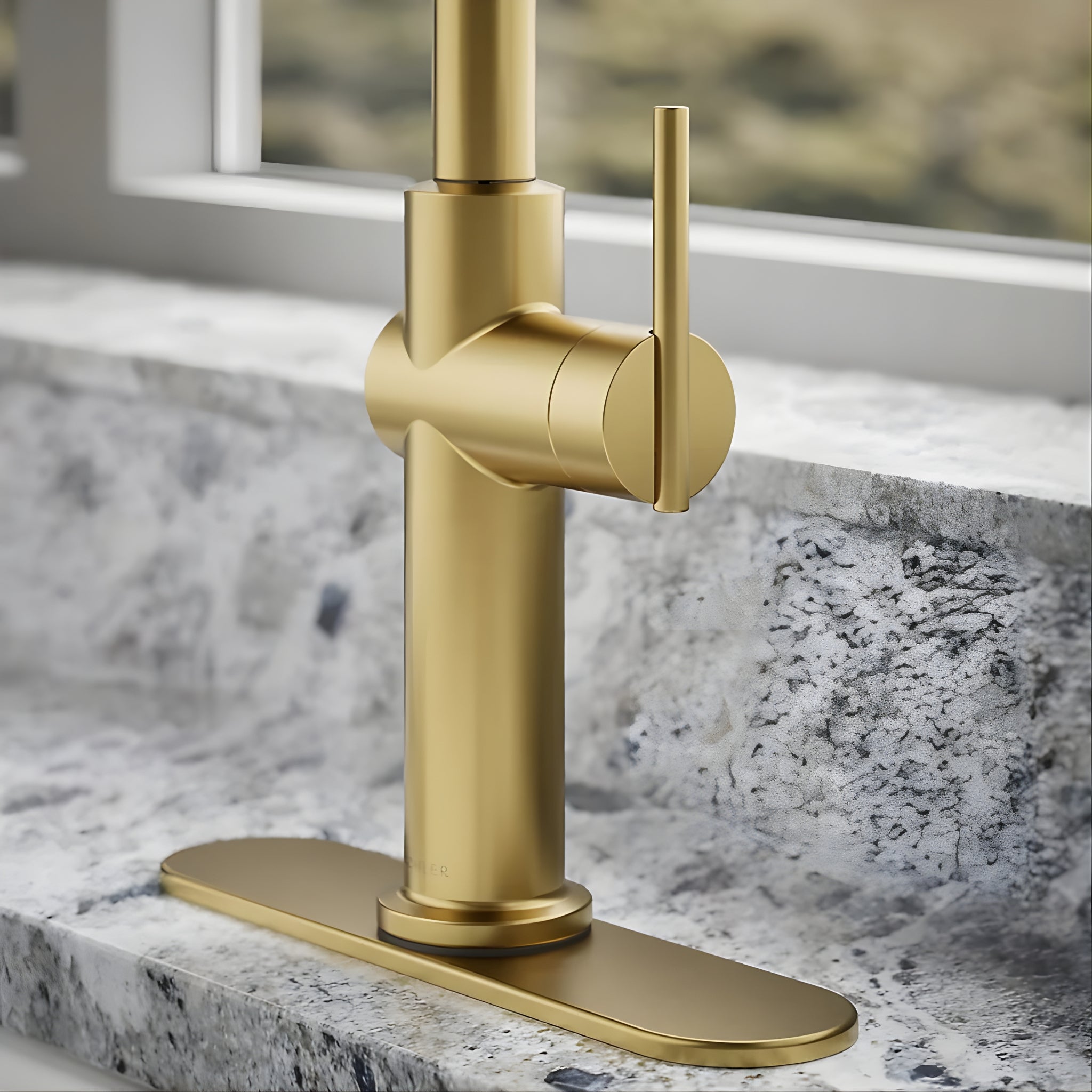 KOHLER CRUE PULL-DOWN KITCHEN MIXER 434MM BRUSHED BRASS