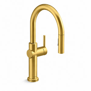KOHLER CRUE PULL-DOWN KITCHEN MIXER 434MM BRUSHED BRASS