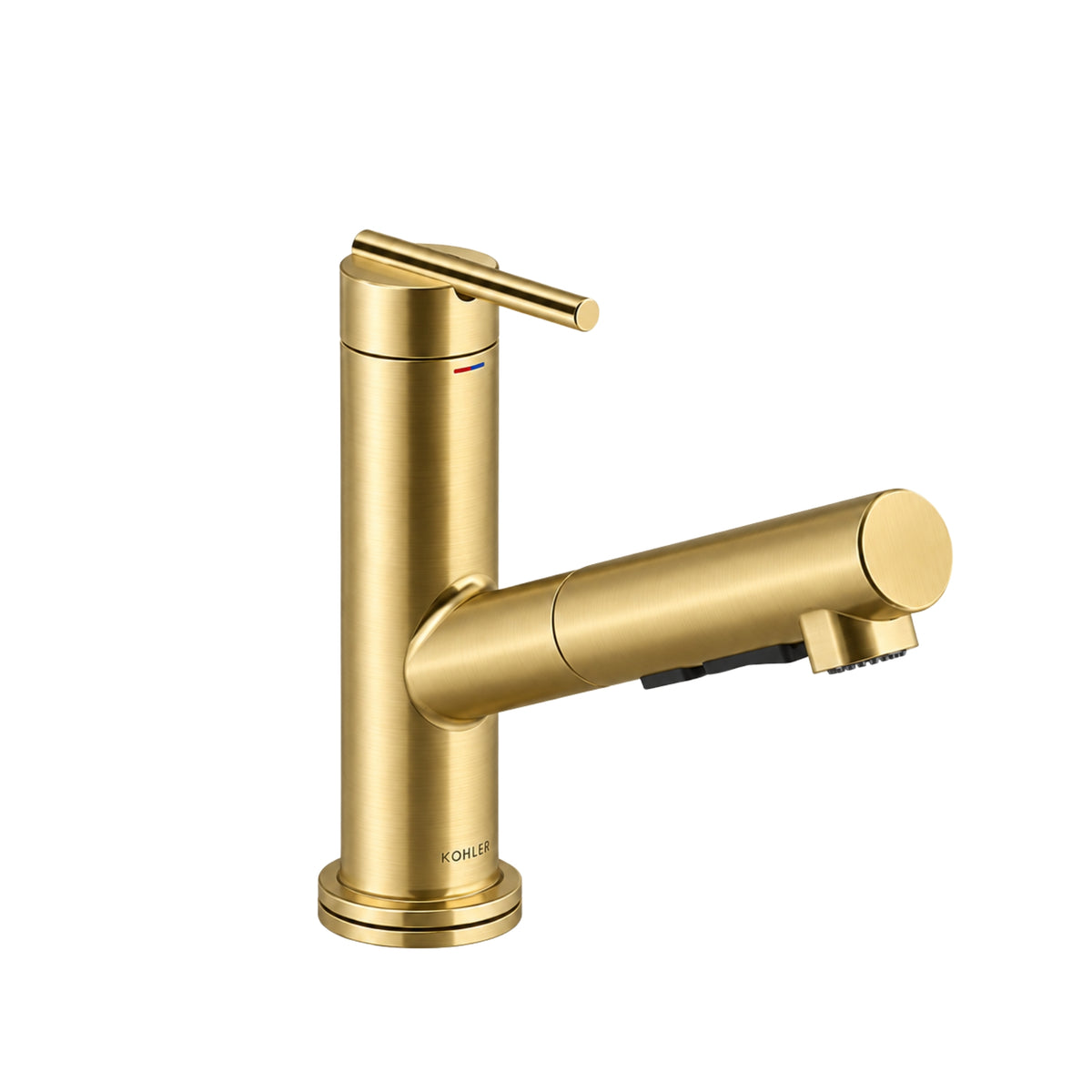 KOHLER CRUE PULL-OUT KITCHEN MIXER 206MM BRUSHED BRASS