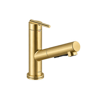 KOHLER CRUE PULL-OUT KITCHEN MIXER 206MM BRUSHED BRASS