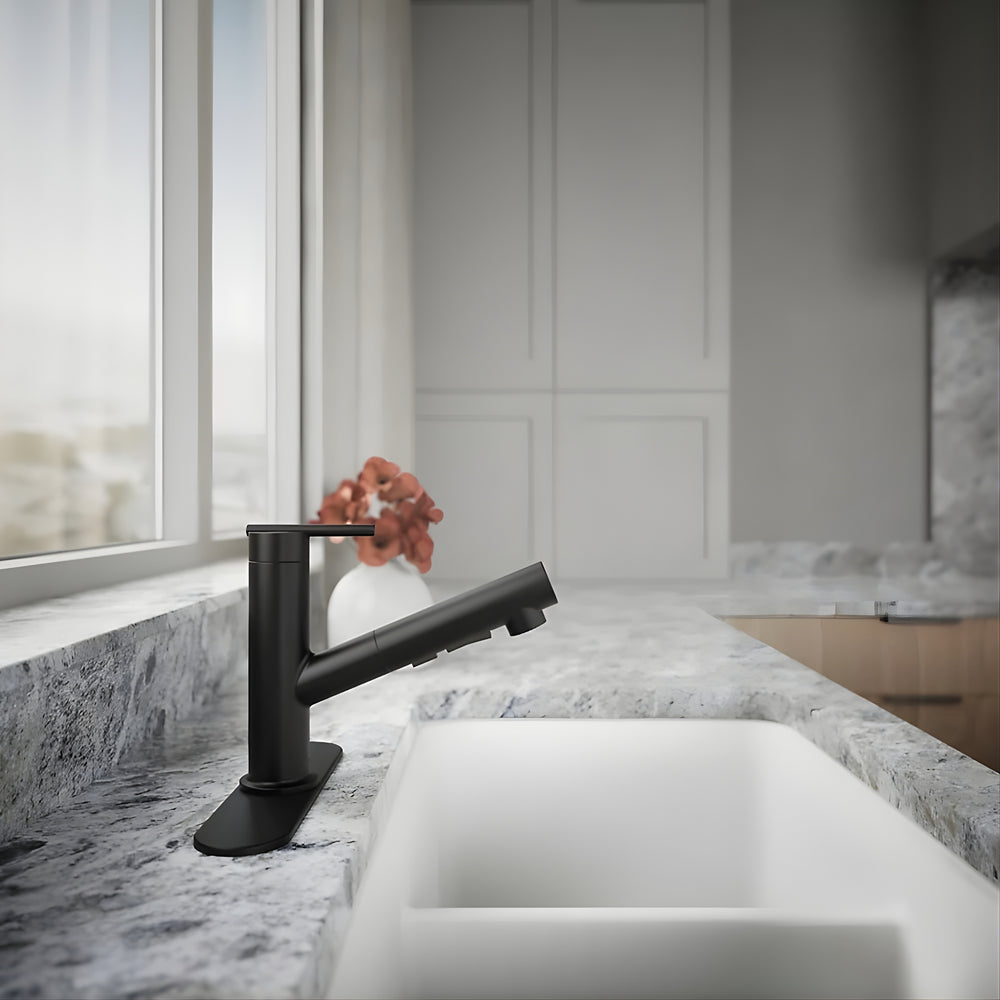 KOHLER CRUE PULL-OUT KITCHEN MIXER 208MM MATTE BLACK
