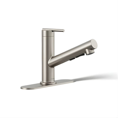 KOHLER CRUE PULL-OUT KITCHEN MIXER 208MM VIBRANT BRUSHED STEEL