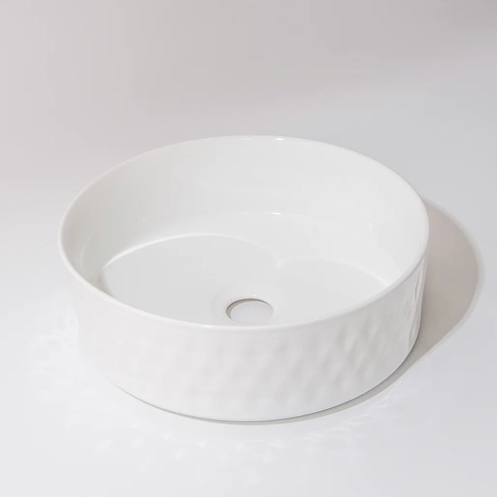 CLAYA DIAMOND ROUND ABOVE COUNTER BASIN GLOSS WHITE 360MM