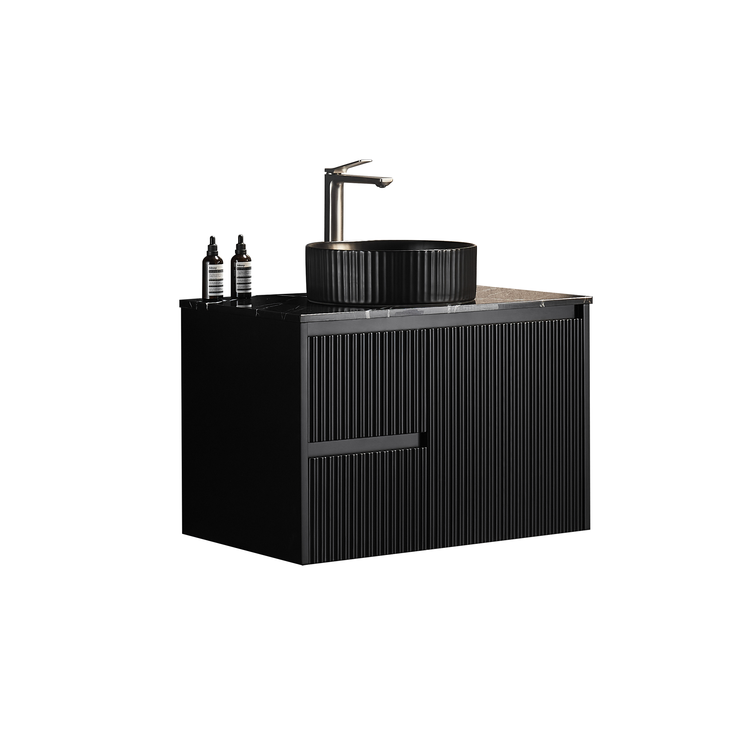 CETO BRINDABELLA MATTE BLACK 750MM SINGLE BOWL WALL HUNG VANITY (AVAILABLE IN LEFT HAND DRAWER AND RIGHT HAND DRAWER)