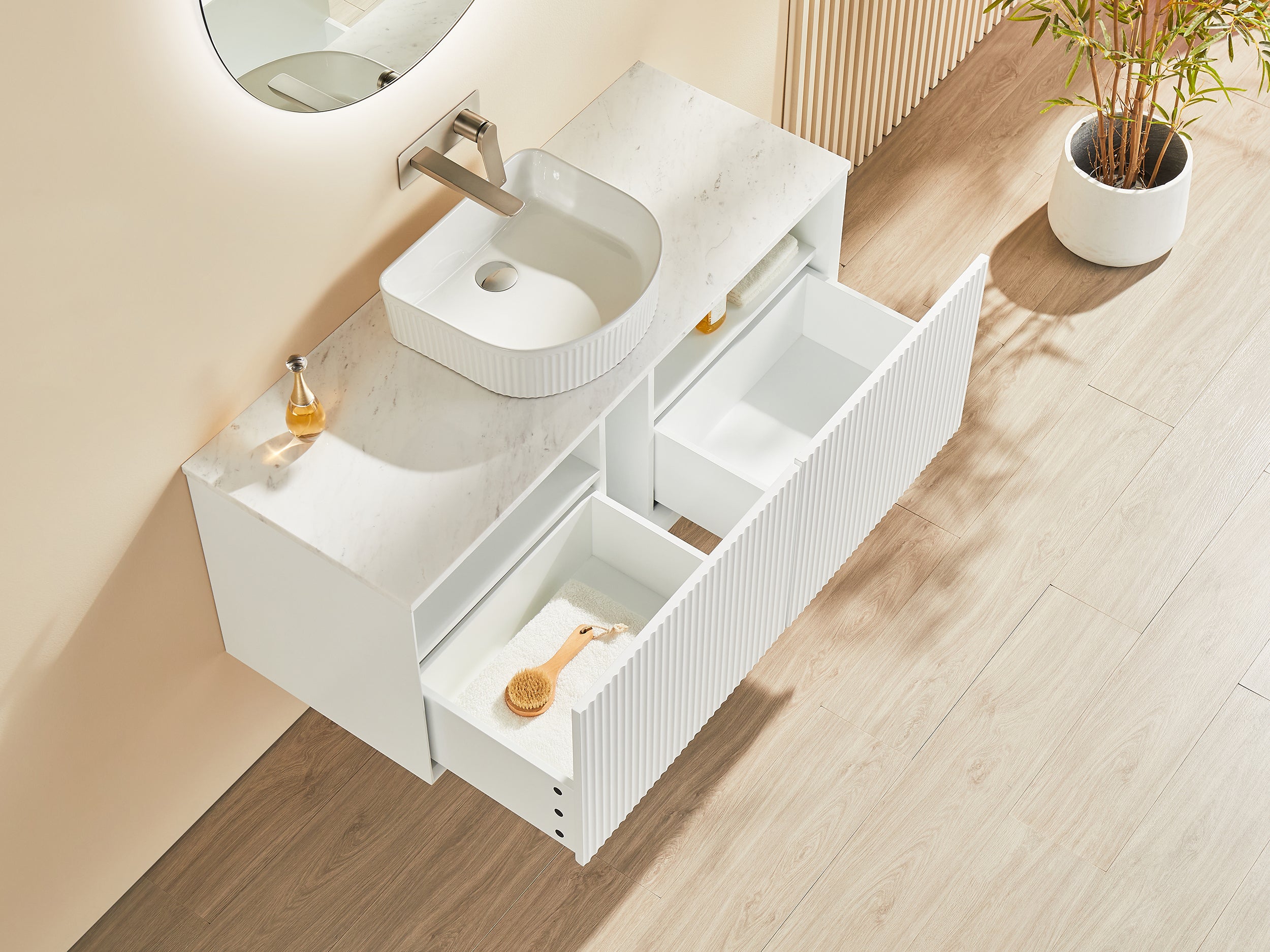 CETO KIRRIBILLI MATTE WHITE 1200MM SINGLE BOWL WALL HUNG VANITY