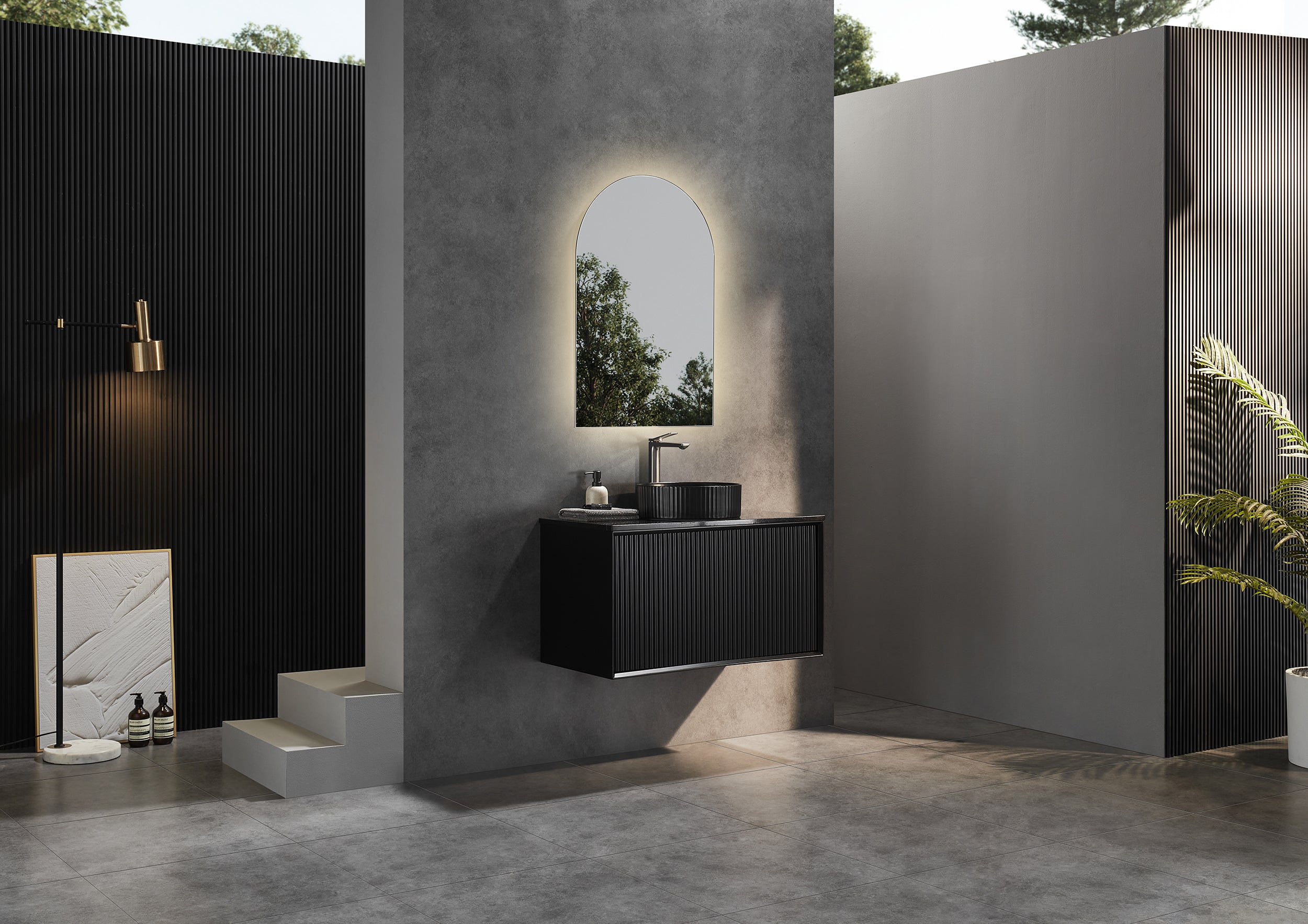 CETO KIRRIBILLI MATTE BLACK 900MM SINGLE BOWL WALL HUNG VANITY