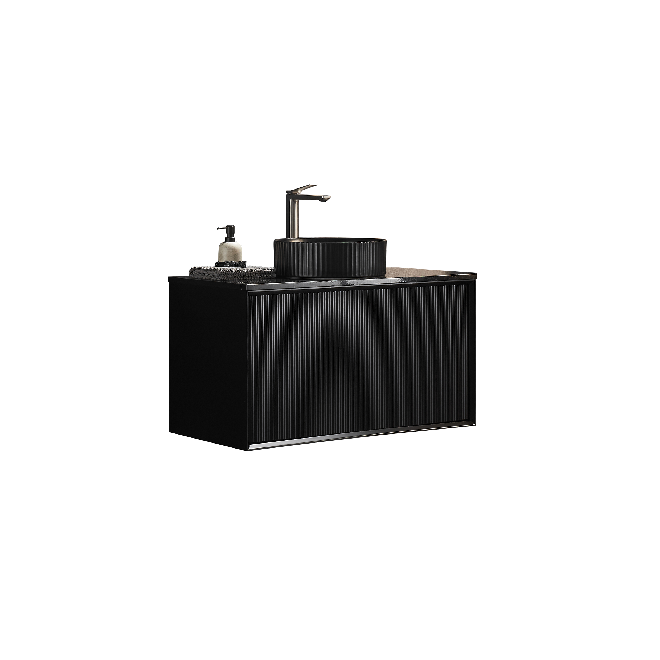 CETO KIRRIBILLI MATTE BLACK 900MM SINGLE BOWL WALL HUNG VANITY