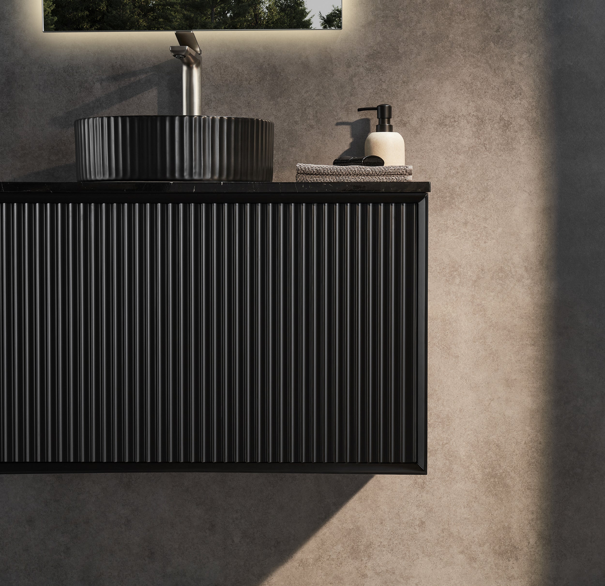 CETO KIRRIBILLI MATTE BLACK 900MM SINGLE BOWL WALL HUNG VANITY