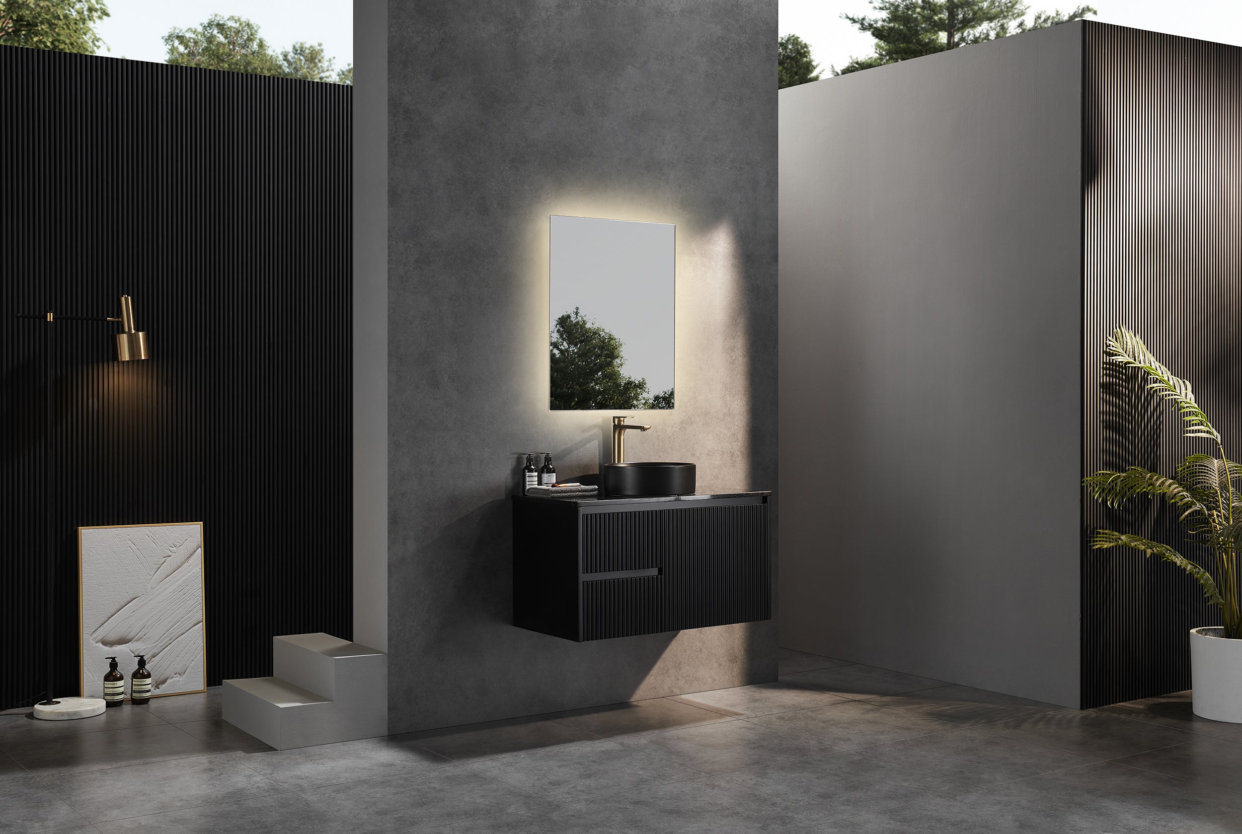 CETO BRINDABELLA MATTE BLACK 900MM SINGLE BOWL WALL HUNG VANITY (AVAILABLE IN LEFT HAND DRAWER AND RIGHT HAND DRAWER)