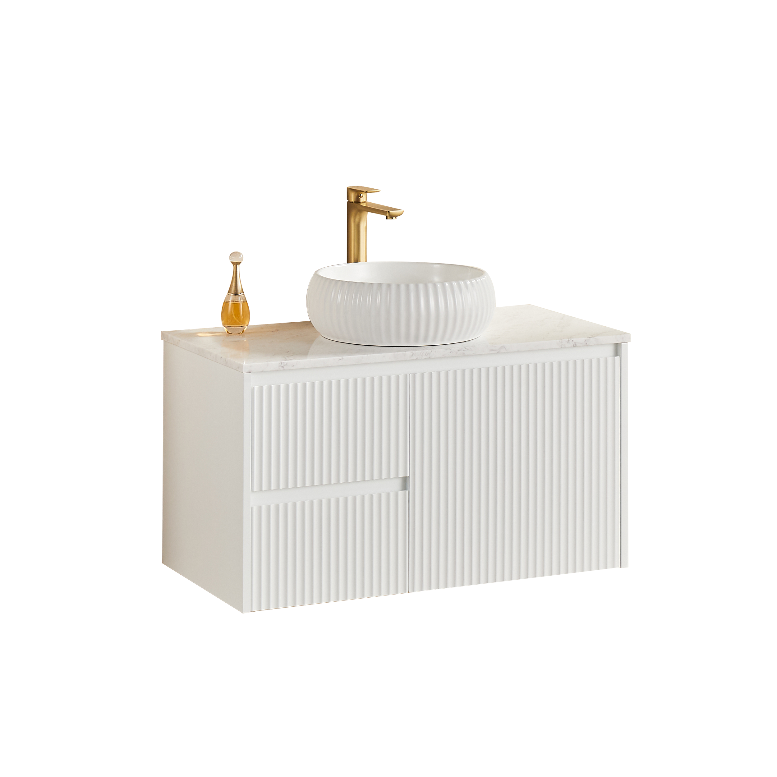 CETO BRINDABELLA MATTE WHITE 900MM SINGLE BOWL WALL HUNG VANITY (AVAILABLE IN LEFT HAND DRAWER AND RIGHT HAND DRAWER)