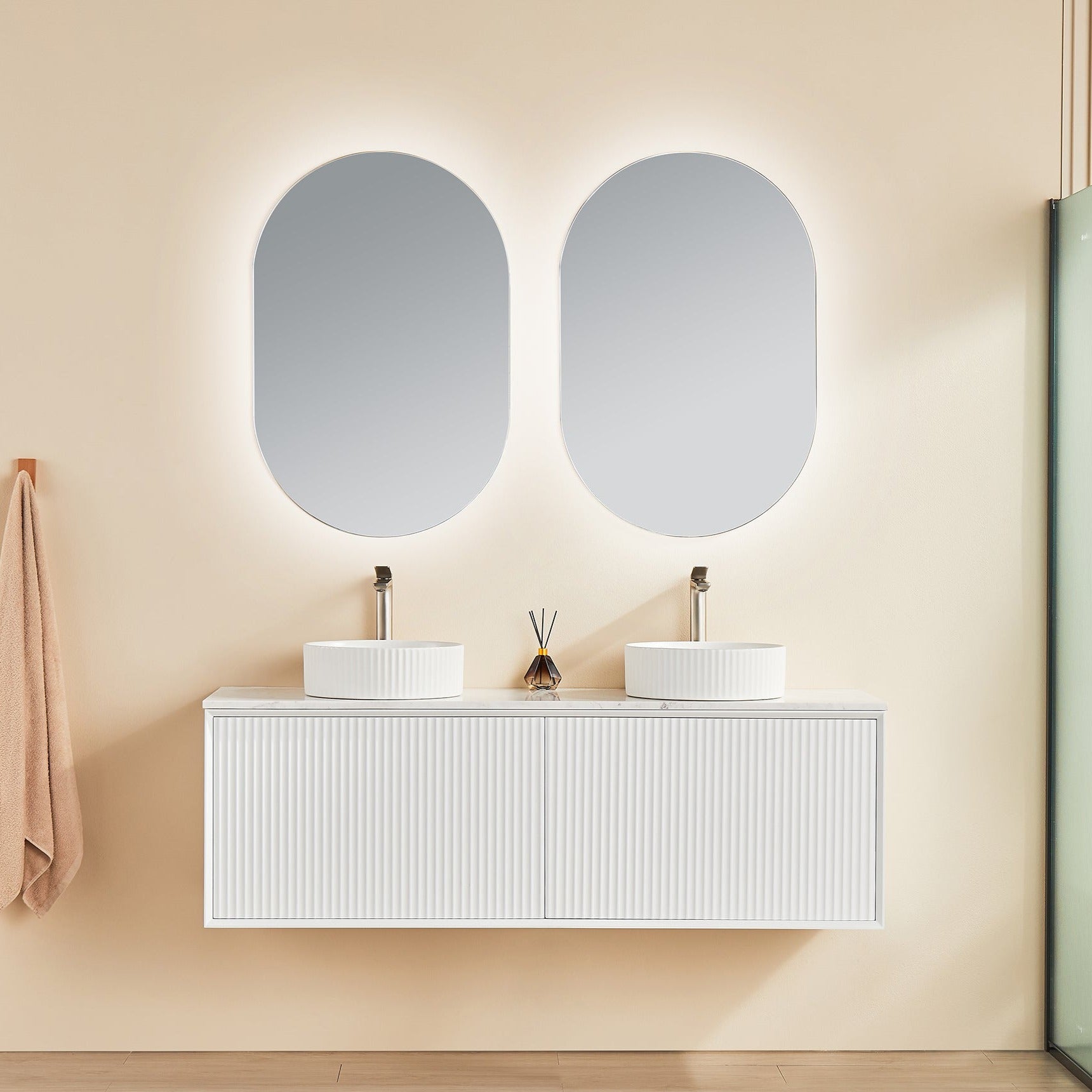 CETO KIRRIBILLI MATTE WHITE 1500MM DOUBLE BOWL WALL HUNG VANITY