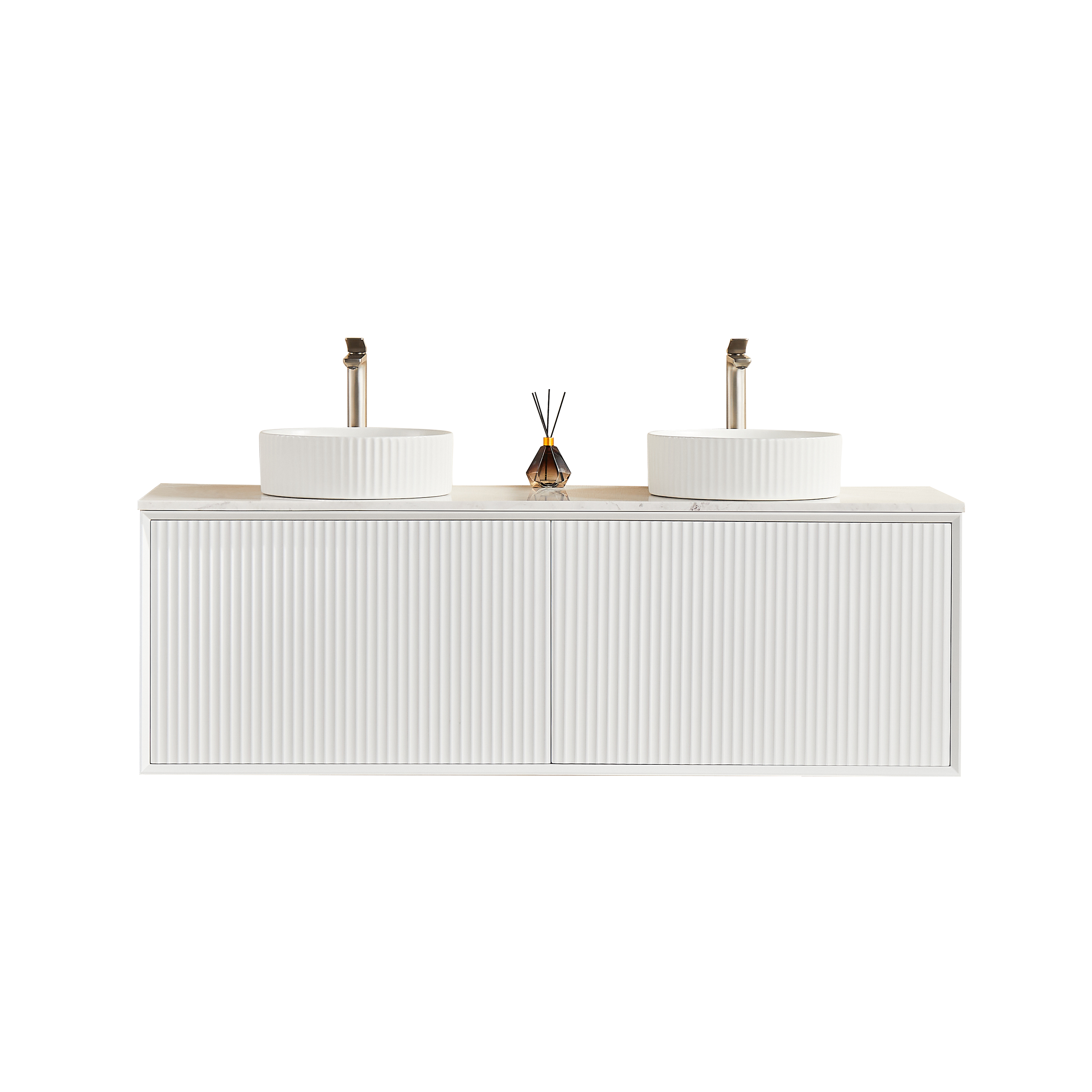 CETO KIRRIBILLI MATTE WHITE 1500MM DOUBLE BOWL WALL HUNG VANITY