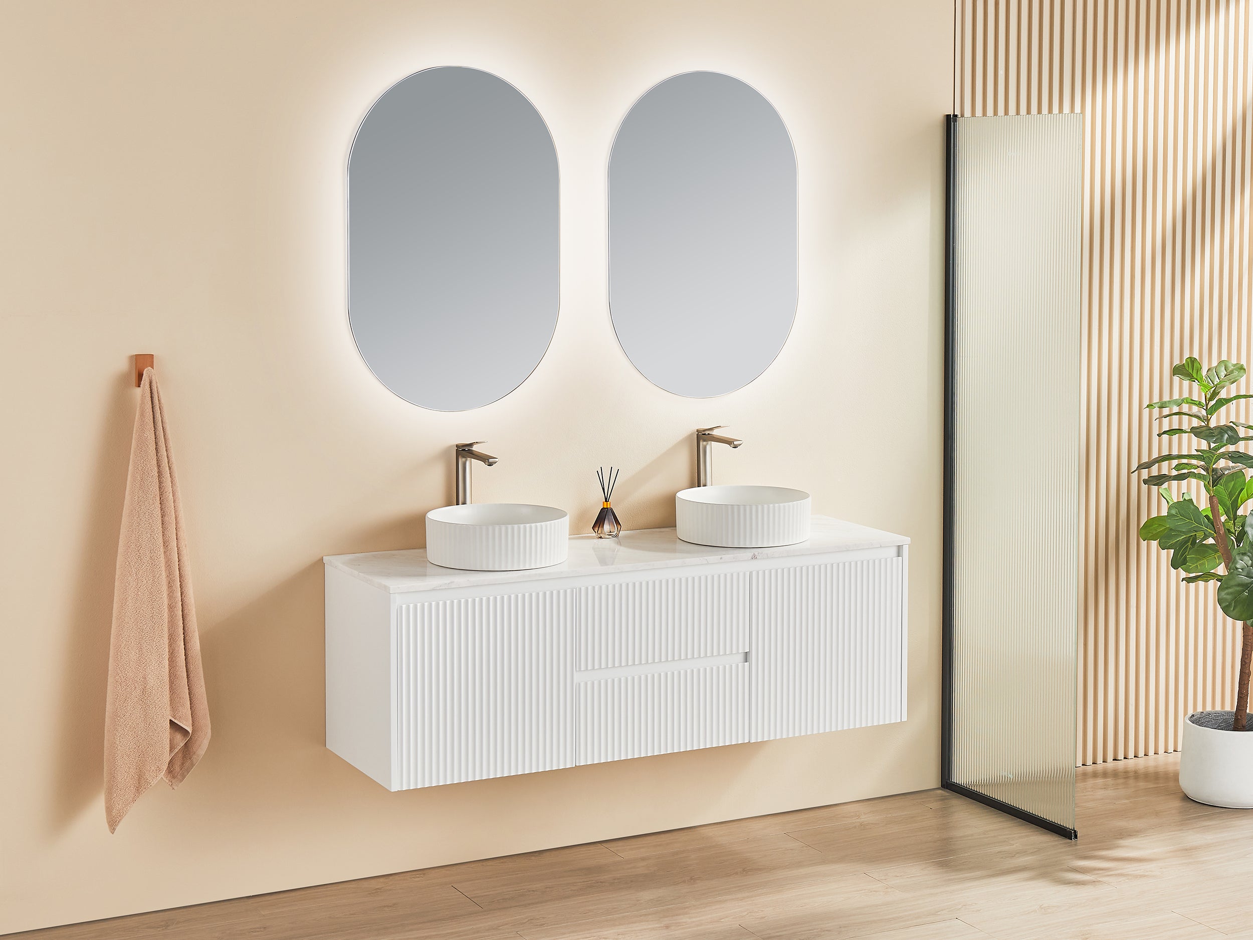 CETO BRINDABELLA MATTE WHITE 1500MM DOUBLE BOWL WALL HUNG VANITY