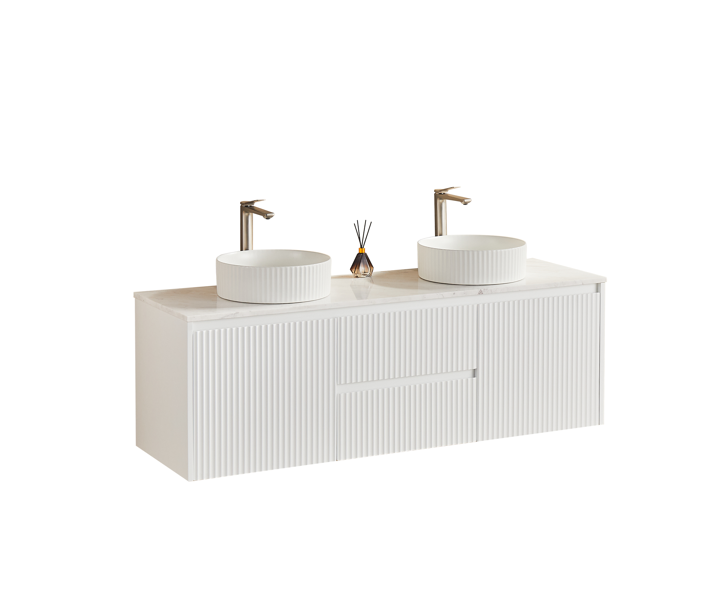 CETO BRINDABELLA MATTE WHITE 1500MM DOUBLE BOWL WALL HUNG VANITY