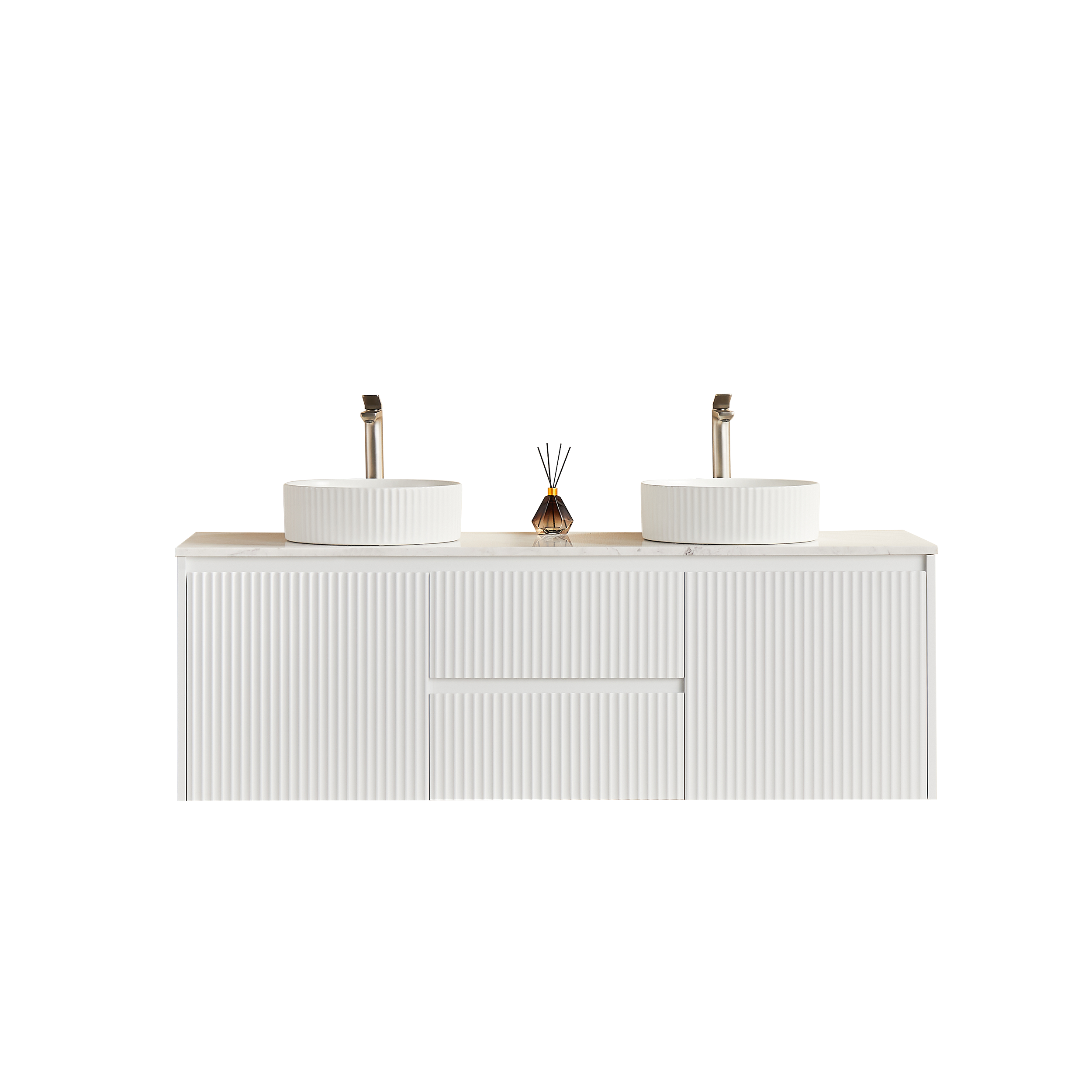 CETO BRINDABELLA MATTE WHITE 1500MM DOUBLE BOWL WALL HUNG VANITY