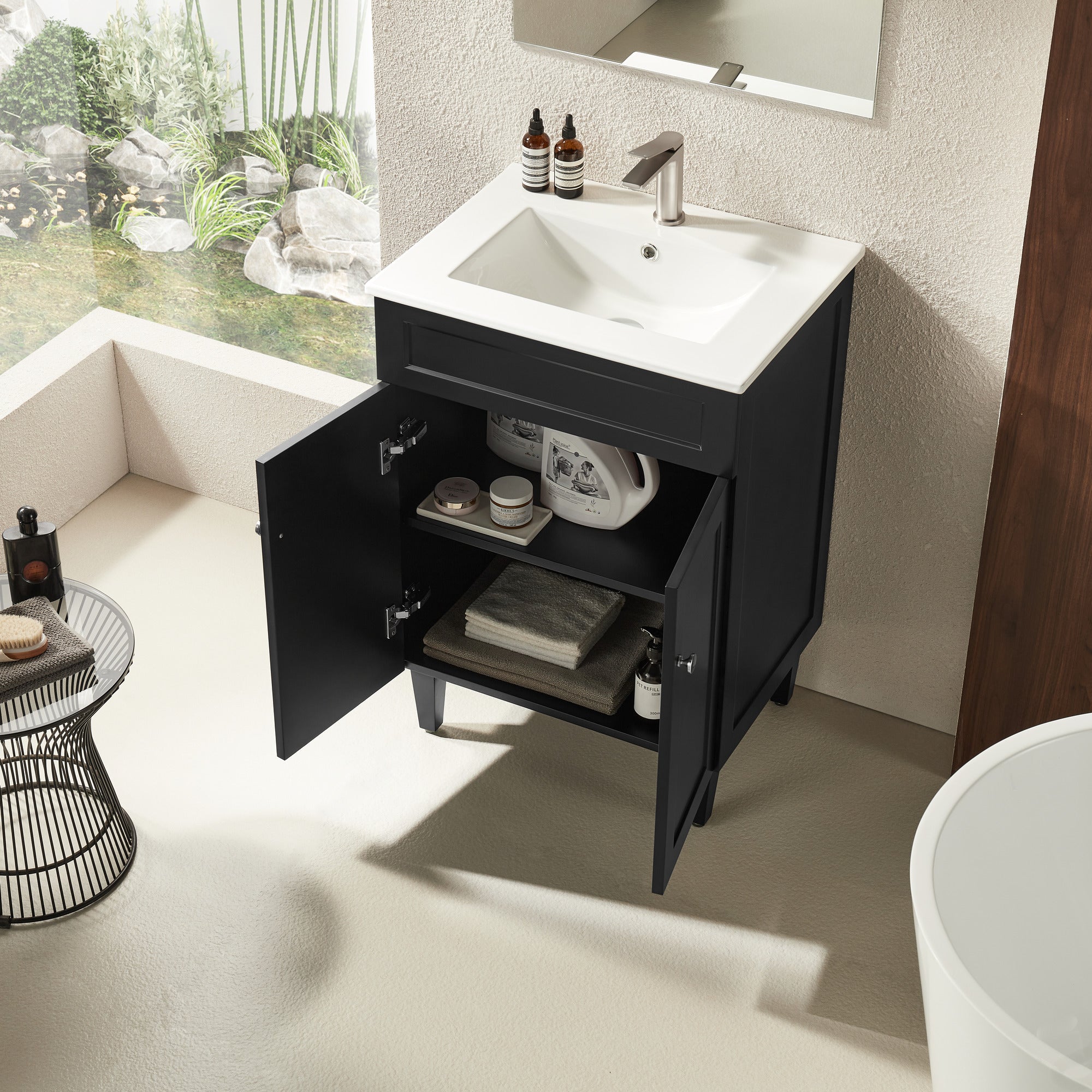 CETO HARRINGTON MATTE BLACK 600MM SINGLE BOWL FLOOR STANDING VANITY