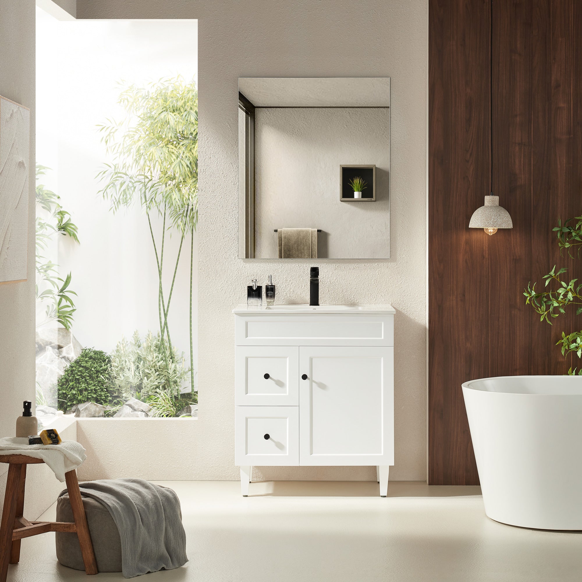 CETO HARRINGTON MATTE WHITE 750MM SINGLE BOWL FLOOR STANDING VANITY (AVAILABLE IN LEFT AND RIGHT HAND DRAWER)