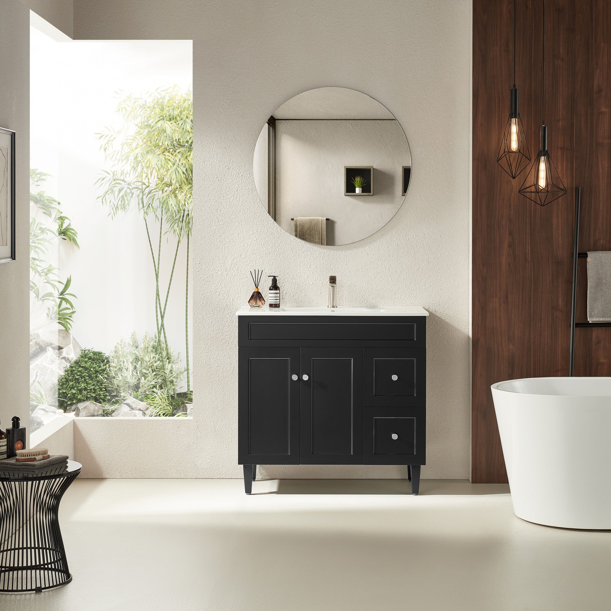 CETO HARRINGTON MATTE BLACK 900MM SINGLE BOWL FLOOR STANDING VANITY (AVAILABLE IN LEFT AND RIGHT HAND DRAWER)