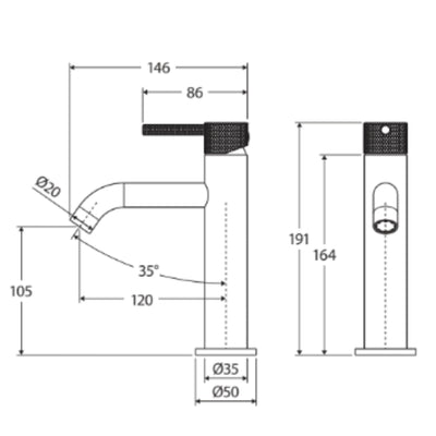 FIENZA AXLE BASIN MIXER 191MM BRUSHED NICKEL