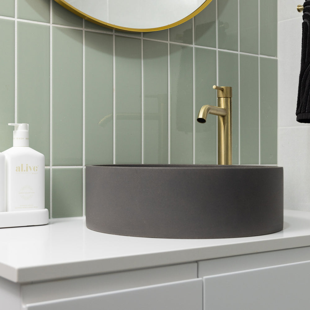 FIENZA AXLE TALL BASIN MIXER 302MM URBAN BRASS