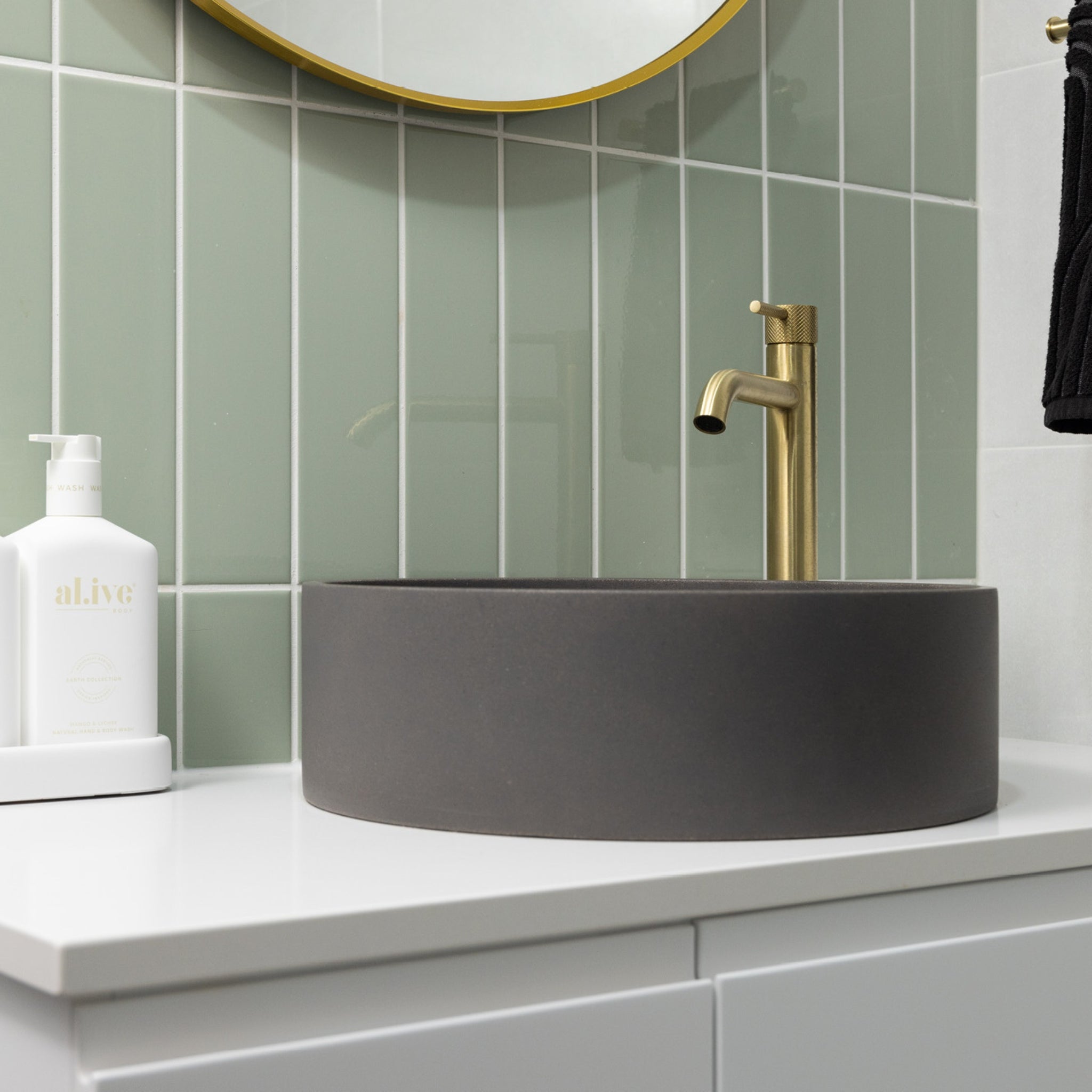 FIENZA AXLE TALL BASIN MIXER 302MM URBAN BRASS
