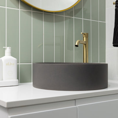 FIENZA AXLE TALL BASIN MIXER 302MM URBAN BRASS