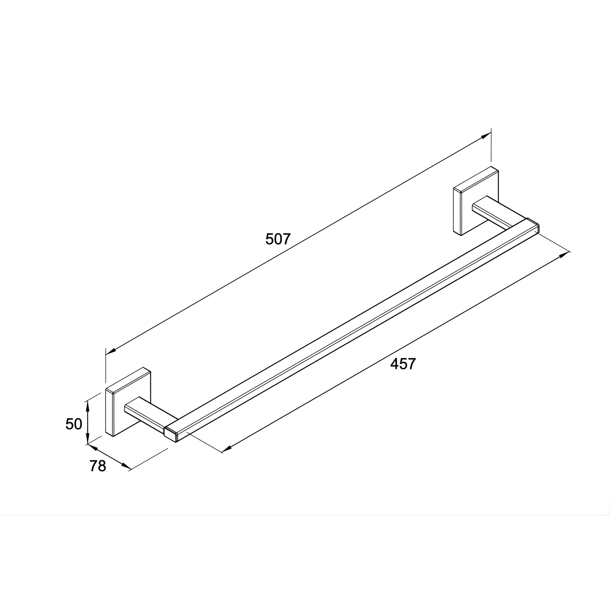 KOHLER SQUARE TOWEL BAR CHROME (AVAILABLE IN 305MM, 457MM, AND 610MM)