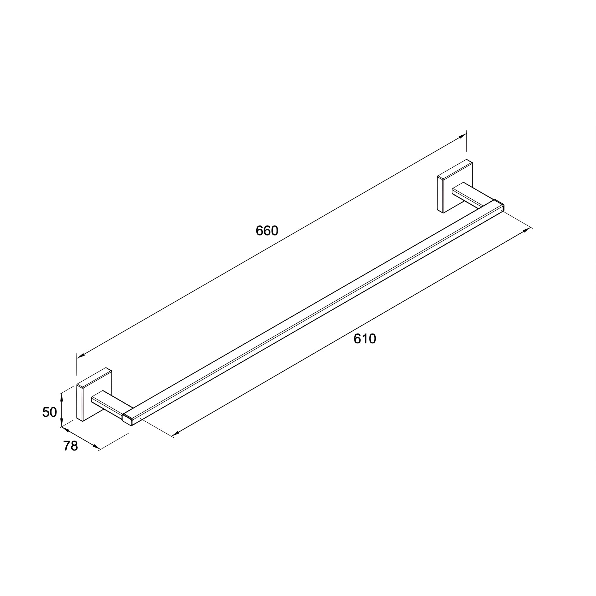 KOHLER SQUARE TOWEL BAR CHROME (AVAILABLE IN 305MM, 457MM, AND 610MM)