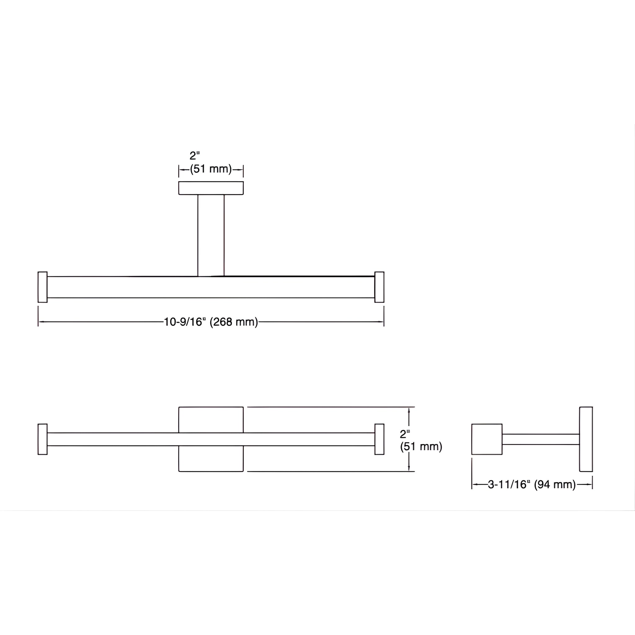 KOHLER SQUARE DOUBLE TOILET PAPER HOLDER 268MM CHROME