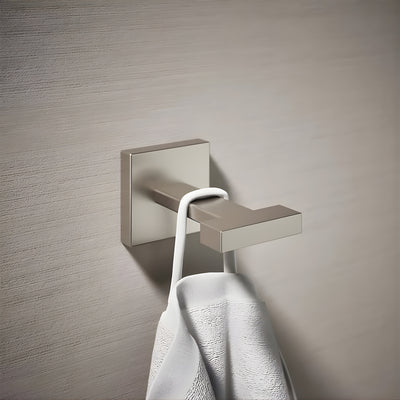 KOHLER SQUARE ROBE HOOK BRUSHED NICKEL