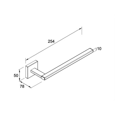 KOHLER SQUARE TOWEL ARM 254MM BRUSHED NICKEL