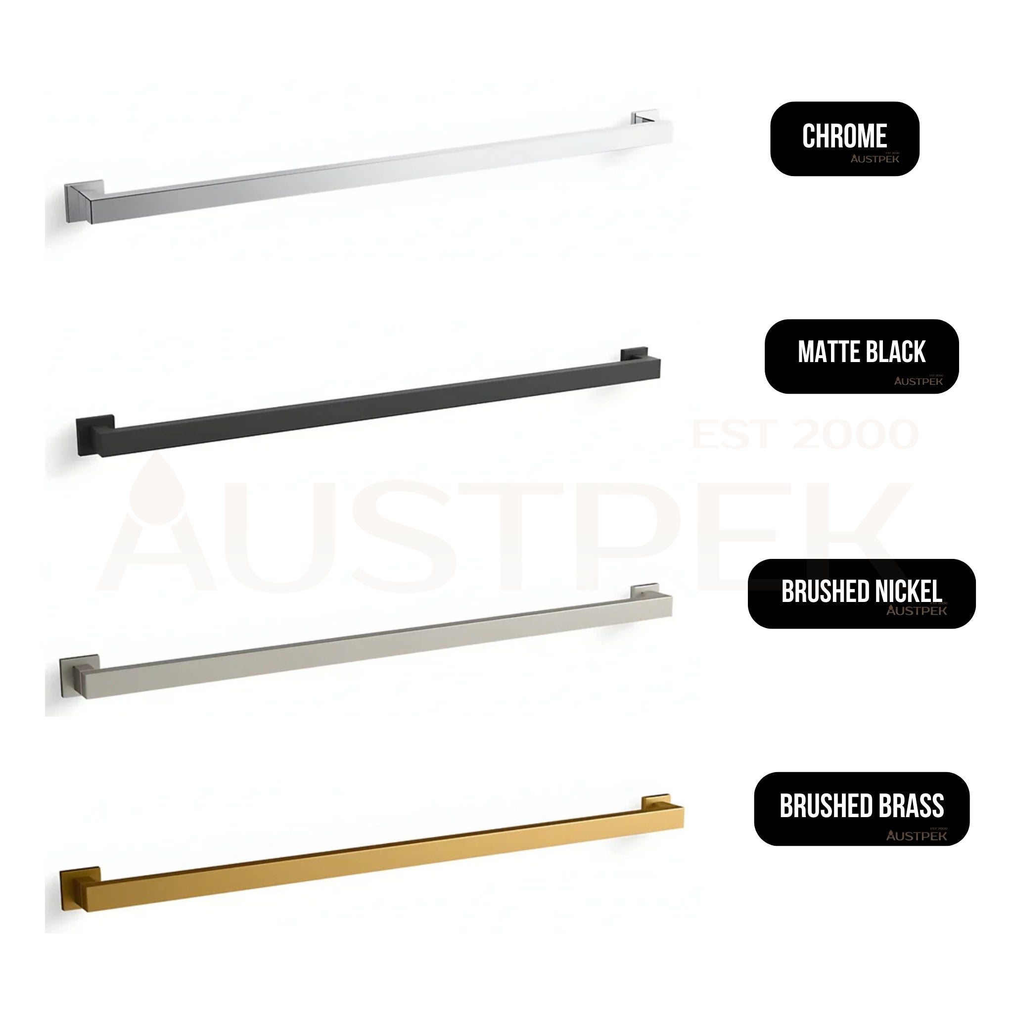 KOHLER SQUARE GRAB BAR BRUSHED NICKEL (MULTIPLE SIZES AVAILABLE)